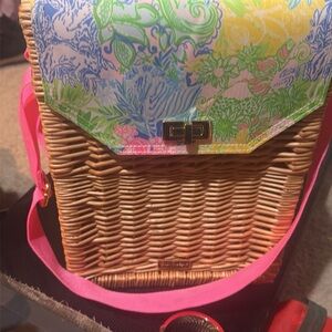 Lilly Pulitzer Wicker Wine Tote- HTF